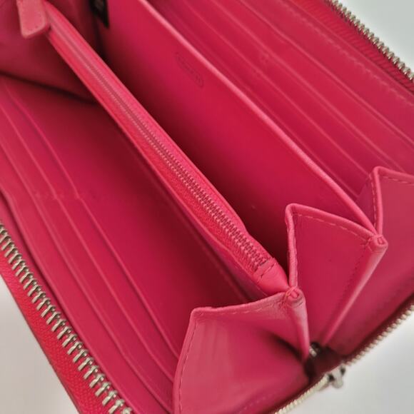 Coach Accordion Zip Around Wallet Pink Red Large Patent Leather - Picture 6 of 11